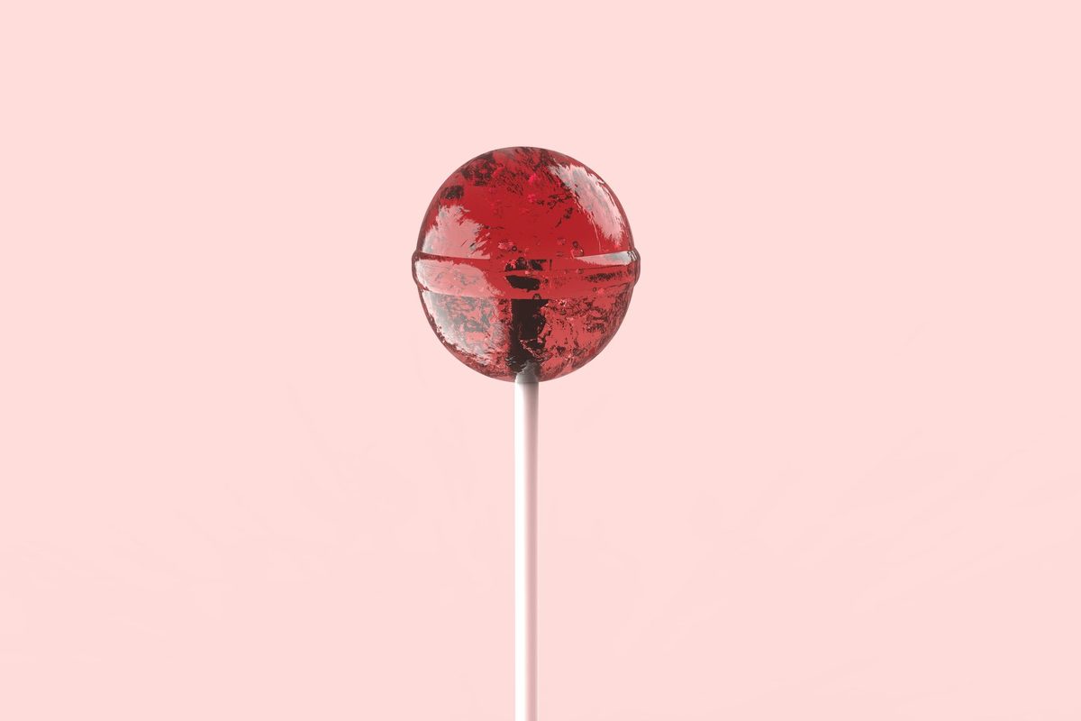 Un lollipop sobre un tallo delgado, referencia abstracta a la anatomía del lollipop chart: el punto es el dato, el tallo es solo una guía visual